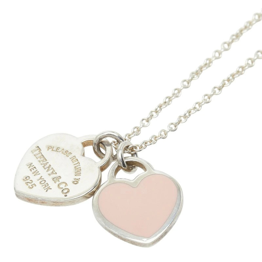 Tiffany Co Return To Tiffany Double Heart Necklace Pink Sterling Silver